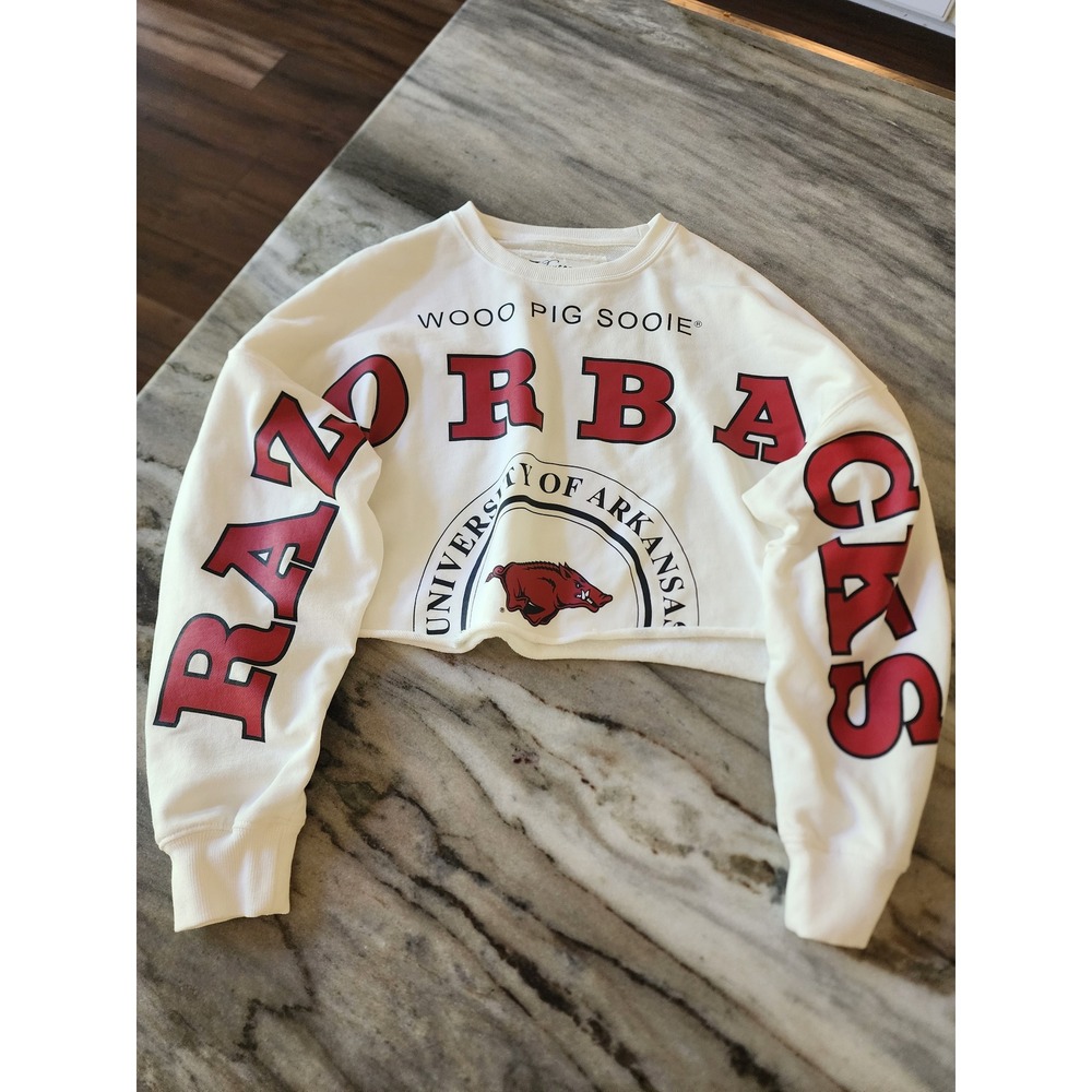 Boutique Gameday Social Arkansas Razorbacks Cropped Sweatshirt Womens Small